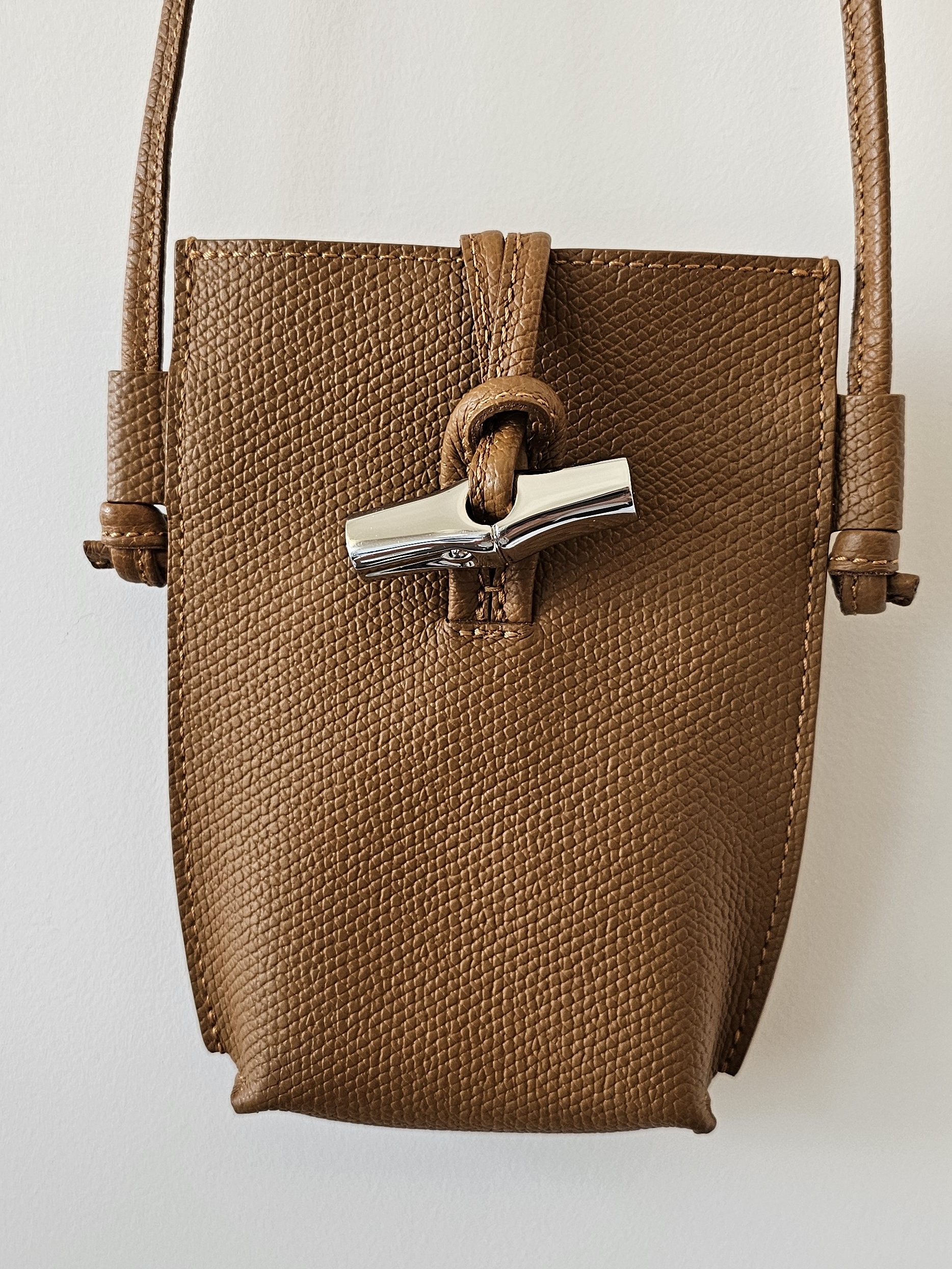 Longchamp Brown Leather Crossbody Phone Bag